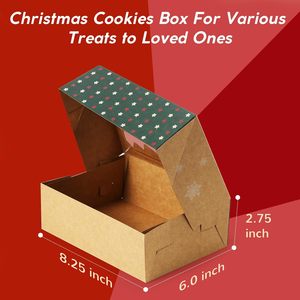 Christmas Cookie <strong>Boxes</strong> with Window for Gift Giving, Kraft Bakery Gift Wrapping <strong>Boxes</strong> with Cards and Jute Rope - Product Image 3