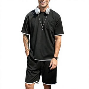 Vente en gros directe d'usine, ensemble de vêtements pour hommes, t-shirt et short baggy 2 pièces, tenue décontractée d'été, ensemble de survêtement, 100% coton, 220 GSM - Product Image 2