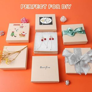 Tùy chỉnh sang trọng Kraft vuông các tông hộp đồ trang sức bông đầy bao bì trường hợp có nắp đậy cho đám cưới sinh nhật Valentines - Product Image 4