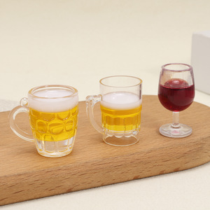 Acrylic <b>medium</b>-sized beer mug keychain, 3cm, simulated beverage/wine glass, <b>backpack</b> decoration, beer mug pendant. - Product Image 1