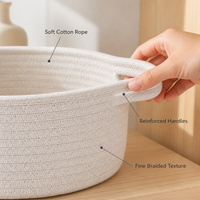 Panier ovale en coton tressé, personnalisé, vintage, écologique, naturel, doux, lavable, décoratif, pour cadeau de baby shower et rangement - Vente en gros