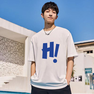 Summer Ice Silk Cool Feel Five Sleeve <strong>T</strong> <strong>Shirt</strong> Hong Kong Style Fun Printed Loose White Unisex Couple Versatile Casual Tops - Product Image 2