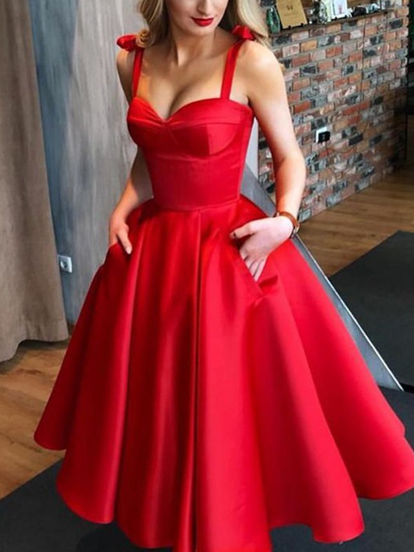 Red Satin Ball Gown Prom Dress for Women, Plus Size, Elegant with Pockets, Calf Sleeve, Perfect for Parties and Cocktails Red Satin Ball Gown Prom Dress for Women, Plus Size, Elegant with Pockets, Calf Sleeve, Perfect for Parties and Cocktails