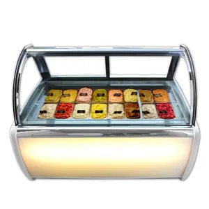 Showcase para gelado com 18 placas, vitrine de gelado/para congelar/sorvete/exibição de showcase com ce resistente