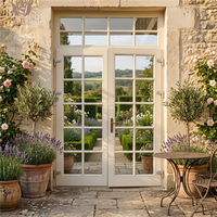 Portes intérieures DEMEA en bois de pin naturel écologique, couleur personnalisée, grille en verre, double battant, porte à châssis