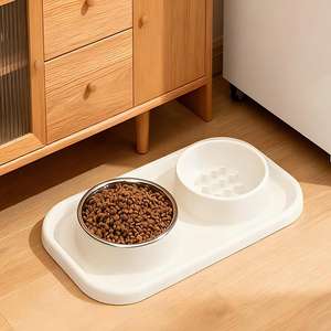 Hot-selling Practical Non-slip Leak Proof Waterproof Silicone Double <b>Bowl</b> Feeder for <b>Dogs</b> with Slow Eating Design - Product Image 4