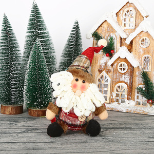 Christmas Plush Figurines Set Reindeer Snowman Santa with Plaid Outfits Scarves Handmade Rustic Holiday for Home Tabletop Gifts - Product Image 4