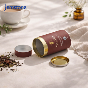 Boîte d'emballage cylindrique en carton kraft recyclable de qualité alimentaire pour café, épices, snacks, thé aux herbes, avec logo personnalisé - Product Image 2