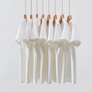 Algodón de alta calidad liso en blanco cuello redondo bordado Logo 200g 220g 240g camiseta pesada algodón hombres camiseta - Product Image 2