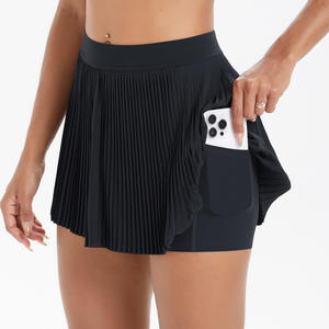 Ropa de tenis de mujer con logotipo personalizado 2 en 1 Falda plisada con pantalones cortos integrados 80 nailon 20 Spandex deportes Pickleball faldas con bolsillo - Product Image 2