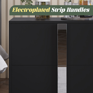 Modern Nightstand with Drawers Metal Foot Wood <b>Bedside</b> Table <b>Mirrored</b> Handles Sofa Side End Table - Product Image 5