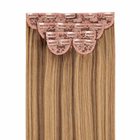 Extensions de cheveux Remy européens à clips, 5 pièces, super double drawn, lisses, brun doux