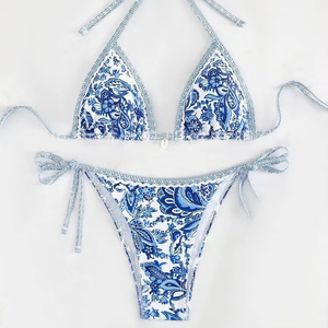 <span class=keywords><strong>บิ</strong></span><span class=keywords><strong>กิ</strong></span>นีเซ็กซี่บราสามเหลี่ยมพิมพ์ลายพอร์ซเลน<span class=keywords><strong>สี</strong></span><span class=keywords><strong>ฟ้า</strong></span>ขาวเซ็กซี่แบบผูกเชือกสำหรับผู้หญิง - Product Image 1