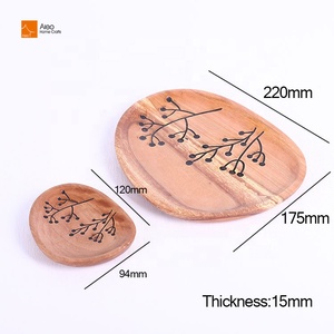 Ensemble de plateaux à fleurs en bois d'acacia multi-formes personnalisés - Finition polie durable pour la restauration, les fruits secs, les noix, les dim sum, les desserts - Product Image 3