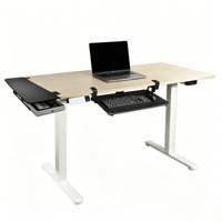 Bureau assis-debout électrique réglable en hauteur ODM avec extension latérale et plateau de clavier coulissant, bureau multi-tailles pour le télétravail