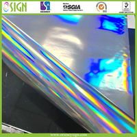 Film laser arc-en-ciel holographique en PVC à motif de pilier uni en vinyle auto-adhésif imprimable numérique pour imprimante UV, éco-solvant et latex