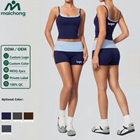 Ensemble de yoga grande taille best-seller : débardeur double couche et short color block à taille repliable
