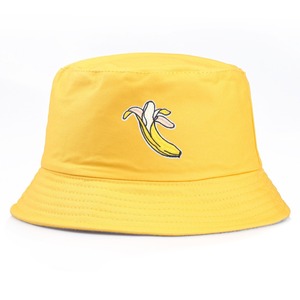 Chapeau seau classique à broderie <span class=keywords><strong>banane</strong></span> <span class=keywords><strong>avec</strong></span> logo personnalisé Chapeau <span class=keywords><strong>Bob</strong></span> en coton pour fête de pêche Voyage décontracté Utilisation quotidienne Motif de fruits - Product Image 1