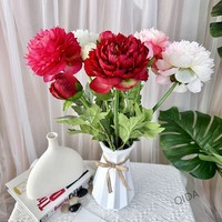 QIDA BK314 bunga Peony buatan, dekorasi meja tunggal kelulusan Natal Halloween Tahun Baru, kesempatan lainnya Gratis