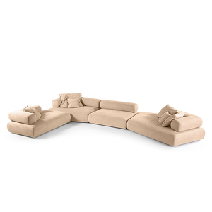 Ensemble de canapés en bois crème de luxe italien léger modulaire moderne simple grand plat créatif en forme d'angle pour le salon de la villa - Product Image 3