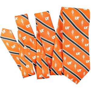 Cravatta personalizzata associazione all'ingrosso arancione a strisce di carbone Logo bianco scuola medica tessuto di seta cravatta al collo su misura - Product Image 2