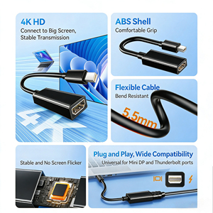 Adaptador <span class=keywords><strong>Mini</strong></span> DP <span class=keywords><strong>a</strong></span> Thunderbolt 2 Compatible con Convertidor 4K, con Cubierta de PVC para MacBook Air Pro, Monitor Surface, HDTV - Product Image 5