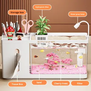 Caixa de Lenços de Mesa com Cesto Hidropônico e Aquário Paisagístico Ecológico de Cerejeira para Casa e Escritório, de Alta Transparência - Product Image 3