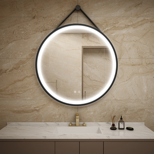 Espejo de pared de baño LED inteligente redondo clásico con interruptor de Sensor táctil de aluminio, función de maquillaje para el hogar, dormitorio, espejo enmarcado - Product Image 1