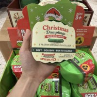 Ensemble de Noël : Jouet sensoriel anti-stress vert en forme de boulette, en TPR et pectine, à remontée lente, à presser