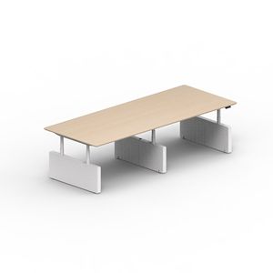 โต๊ะประชุมทรงสี่เหลี่ยมผืนผ้าสไตล์โมเดิร์นมินิมอล 8 ที่นั่ง ปรับระดับความสูงด้วยไฟฟ้า โครงโลหะเคลือบสีขาว - Product Image 4