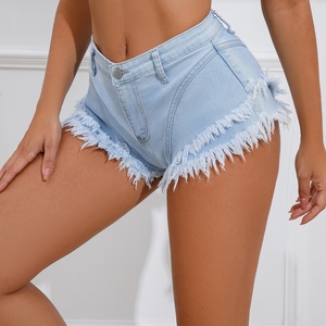 Shorts de mezclilla casuales de cintura alta con borlas para mujer, novedad de verano, a la moda - Product Image 3