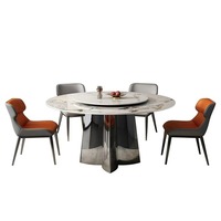 Table et chaises de salle à manger modernes convertibles en pierre frittée ronde pour hôtels et appartements