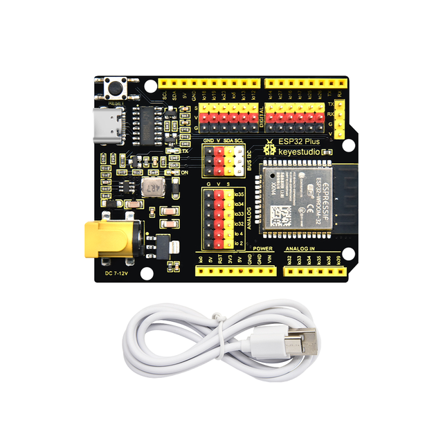KEYESTUDIO ESP32 PLUS Development Board for Arduino for UNO R3 Compatible Includes USB Cable