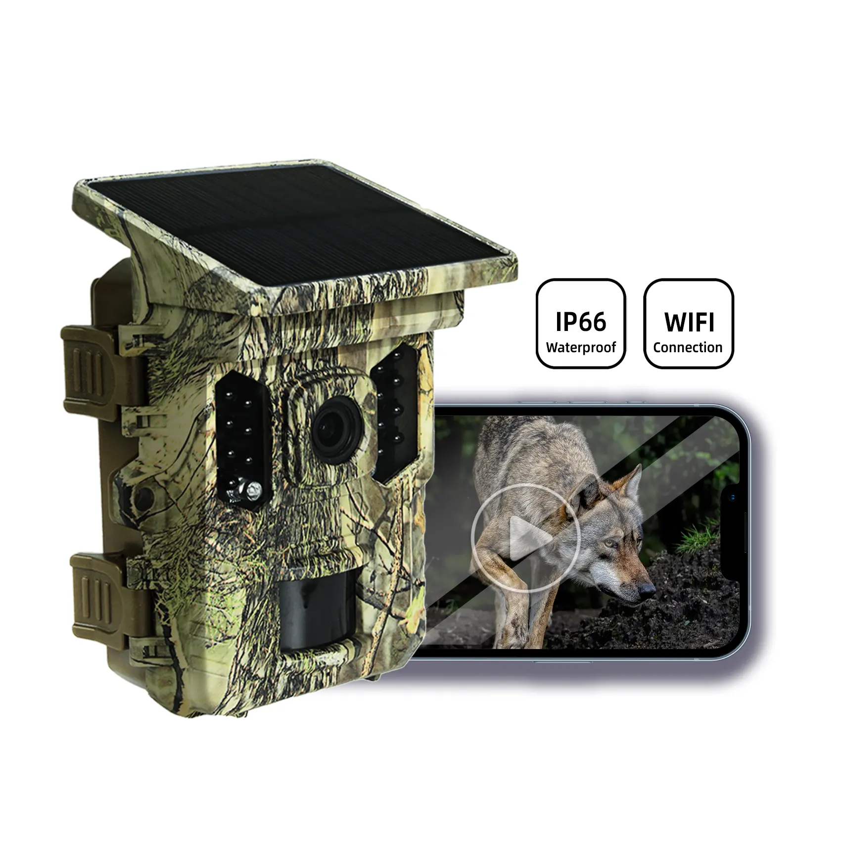ODM/OEM Werkspreis Wild Trail Kamera WLAN Solar Game Cam Tieraufspürung Fallen Jagdkamera FHD einfach zu verwenden und zu fördern