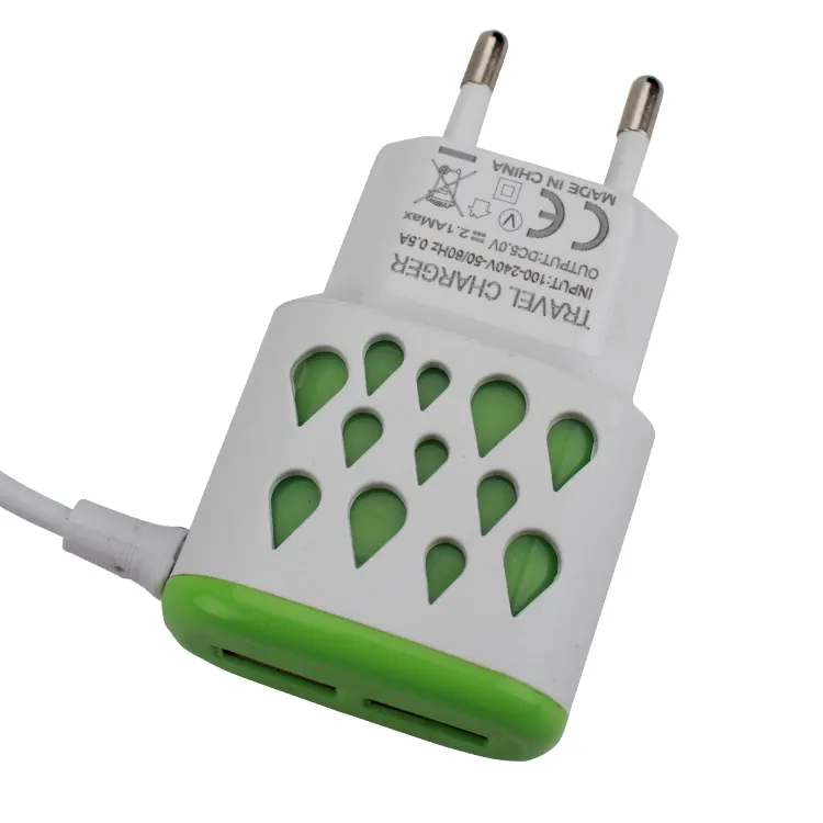 Cargador de teléfono USB 2 con gota de agua personalizada a precio de fábrica con luz LED de cable micro USB V8