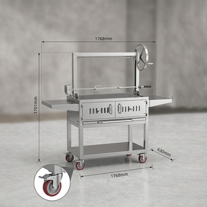 <span class=keywords><strong>Barbecue</strong></span> Asado Santa Maria à hauteur réglable <span class=keywords><strong>en</strong></span> acier inoxydable, au feu de bois, pour jardin, patio, restaurant extérieur - Product Image 5