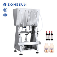ZONESUN ZS-RWGFP4 Machine de remplissage semi-automatique à siphon 4 têtes de table pour bouteilles, à débordement par gravité, avec pompe d'alimentation