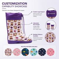 Chaussures imperméables pour enfants avec logo personnalisé, imprimé floral, antidérapantes, 100% caoutchouc naturel, bottes de pluie pour fillettes, jardin