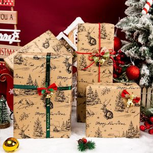 MAYPLUSS Kraft Christmas <b>Wrapping</b> <b>Paper</b> Roll 17 Inch X 33 Feet Vintage Reindeer Tree Bird Print Brown Holiday Gift Wrap - Product Image 5