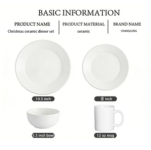 Juego de <span class=keywords><strong>vajilla</strong></span> de cerámica de Navidad con Santa muñeco de nieve platos impresos cuencos <span class=keywords><strong>vajilla</strong></span> de vacaciones personalizada para promoción de regalo de fiesta en casa - Product Image 2