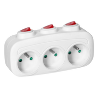 Adaptateur de prise 3 voies de type E français conforme aux normes européennes Pheiyon, 3x16A 230V 3680W avec interrupteurs, CE RoHS, export pour la France, la Pologne, OEM