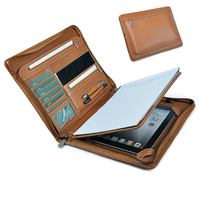 Porte-documents exécutif zippé en cuir, organiseur d'agenda/portfolio avec bloc-notes format lettre et poches