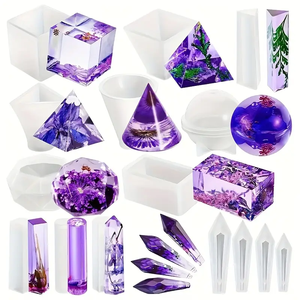 15-Piece Crystal Resin Mold Set for DIY Handcrafted Resin Home Decoration Gemstone Making Accessories Pattern Model