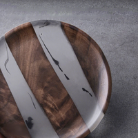 Sous-verre en noyer noir nordique avec résine époxy, tapis à thé en bois massif, support de tasse rond moderne et simple, anti-brûlure, diamètre 9,8 cm