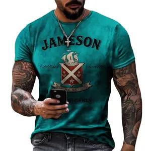 Atacado mens camisas de uísque-Camiseta impressa digital, nova camiseta masculina de impressão digital 3d com impressão natural de uísque 3d