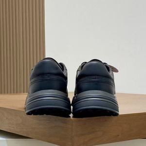 Chaussures décontractées de luxe pour hommes de marque de créateur, en cuir véritable, à lacets, semelle épaisse, noires, style classique - Product Image 6