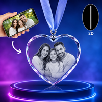 Collares de cristal grabados en 2D con corazón de amor DIY, colgantes de cristal rectangulares para fotos, dijes para collares, superventas Small Bridge