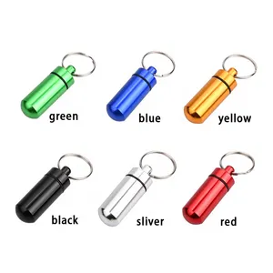 aluminum alloy metal pill box keychain mini waterproof metal medicine pill box case bottle