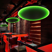 Lustre LED RGB intelligent moderne à hauteur réglable, suspension noire transparente, luminaire décoratif de plafond à changement de couleur pour KTV, bar, restaurant