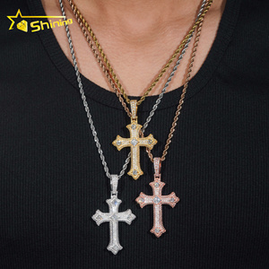 Không có tarrifs USA kho Cổ Phiếu GRA cert 925 Sterling Bạc hip hop Iced out vvs moissanite kim cương chéo Mặt dây chuyền - Product Image 5